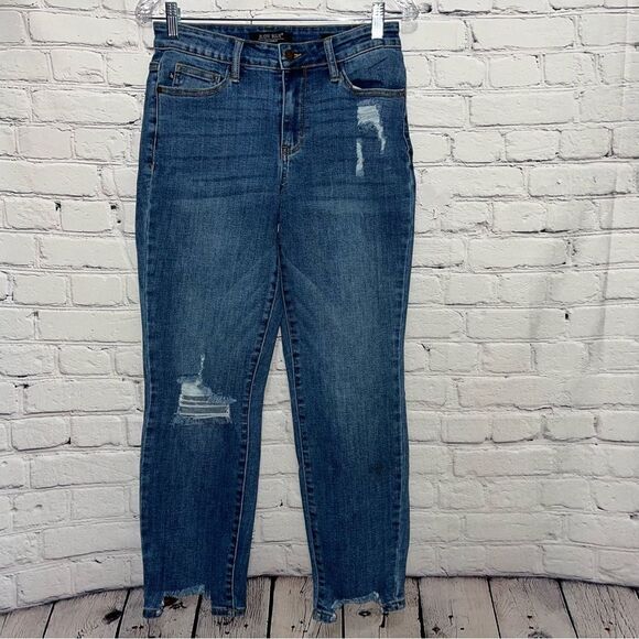 ✅SOLD✅ Judy Blue Distressed High Rise Slim Fit Jeans Size 28 - Picture 1 of 11